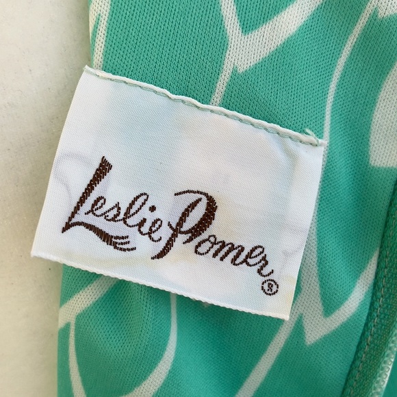 Vintage 60s 70s Sea Foam Green Printed Dress and Jacket Set - Picture 8 of 11